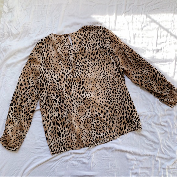 MANGO Elegant Satin Animal Print Long Sleeve Top - Picture 3 of 5
